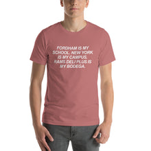 Load image into Gallery viewer, Rams Deli Plus is My Bodega // Unisex T-Shirt - White Lettering